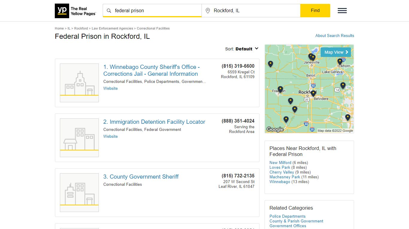 Federal Prison in Rockford, IL - Yellow Pages